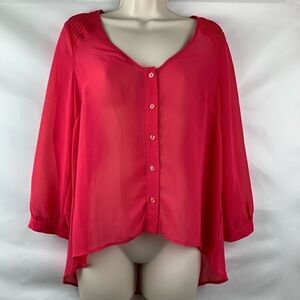 Pins and needles pink fuchsia high low blouse